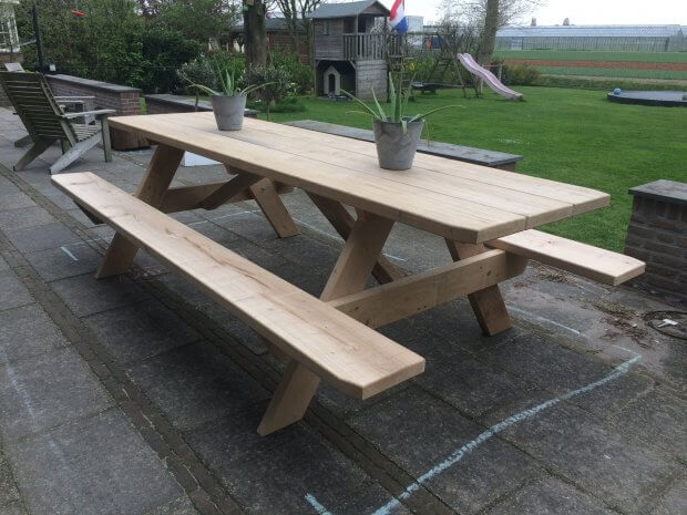 eiken picknicktafel 3 meter